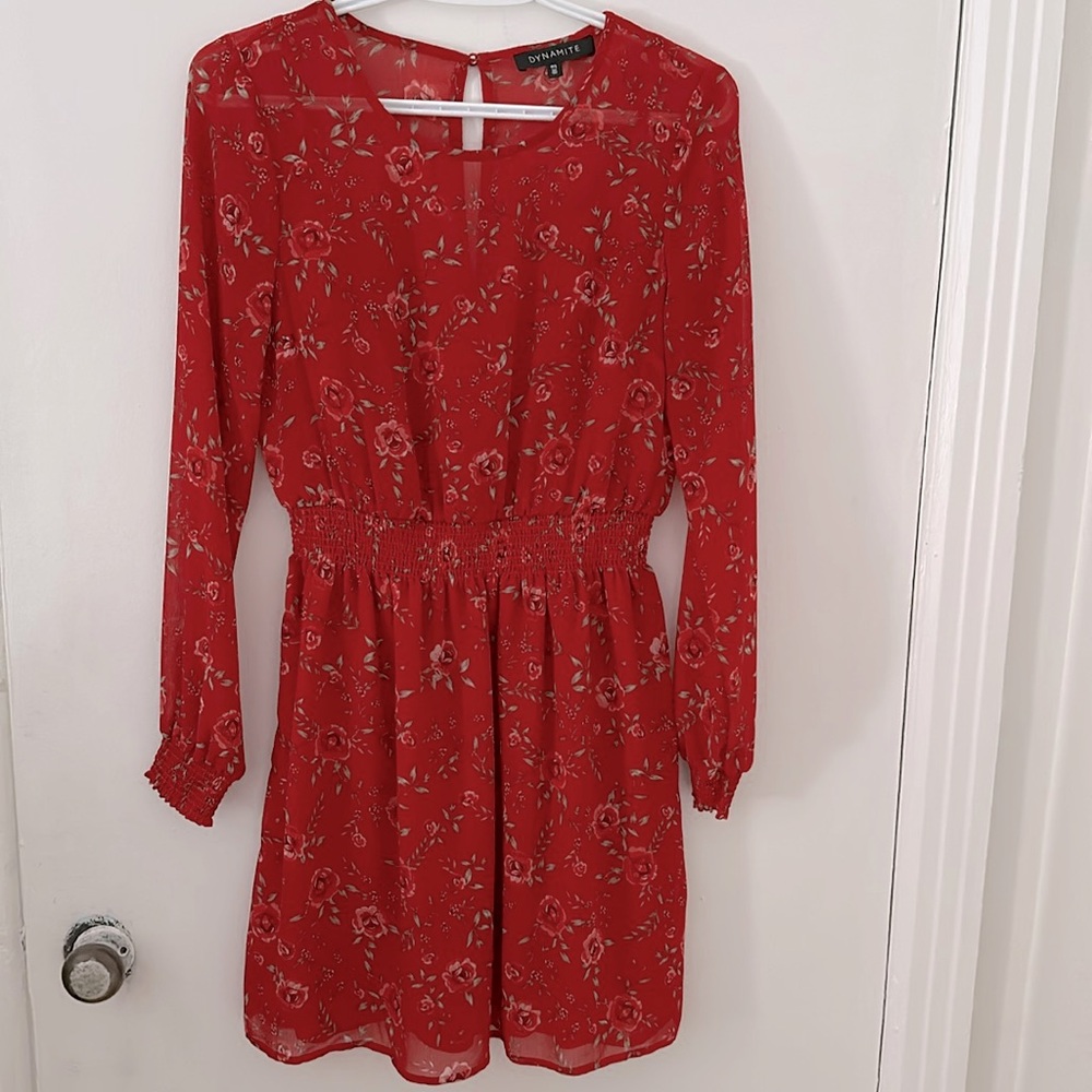 Dynamite Floral Red Dress